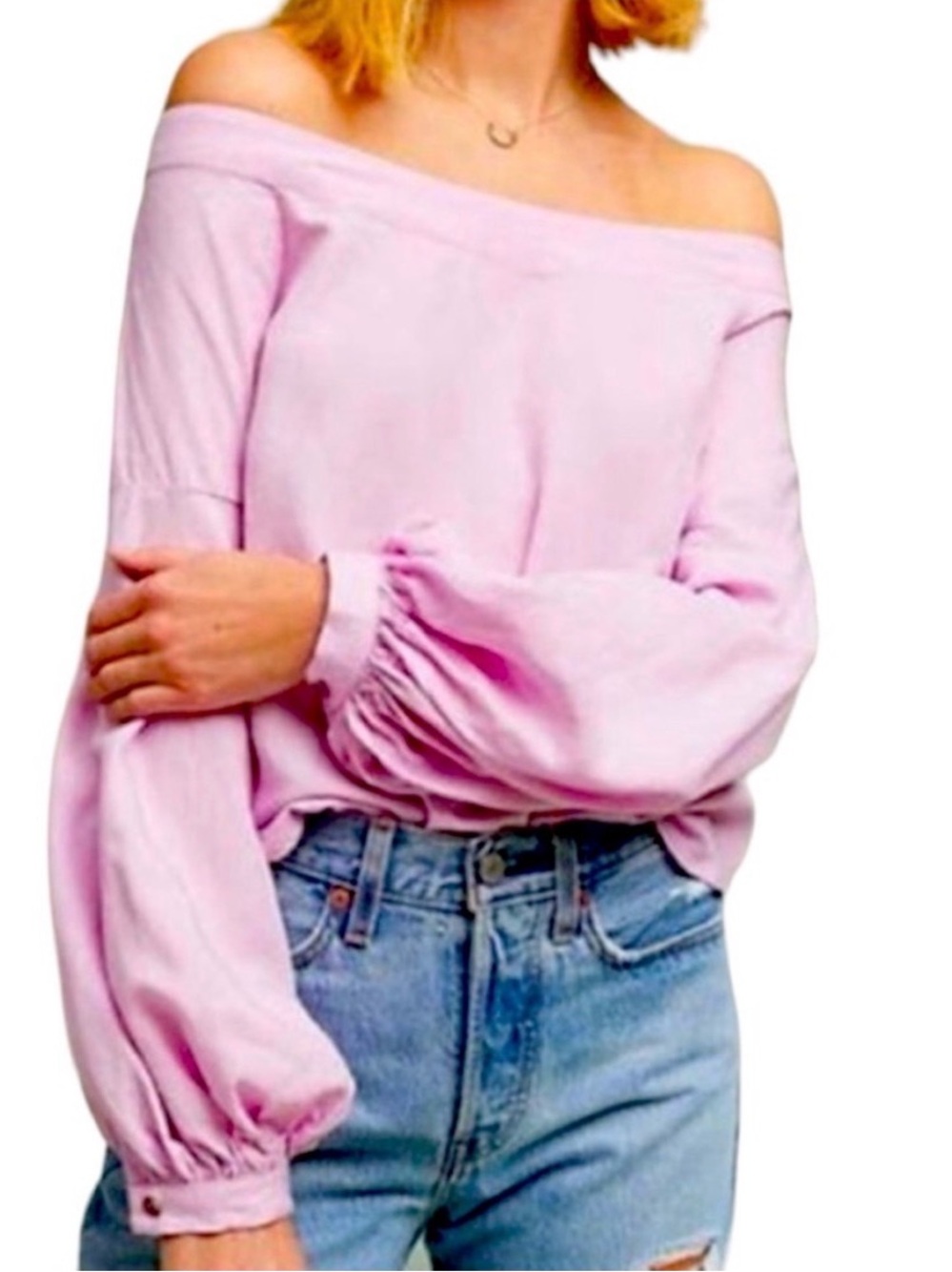 Maeve Anthropologie Lilac Off-shoulder Ballon Sleeve Blouse Womens Size 10